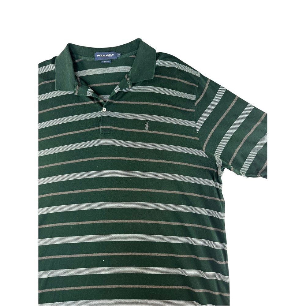 Polo Golf Ralph Lauren Mens XXL Green Striped Pima Cotton Polo Shirt SS